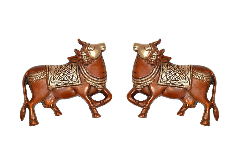 Brass Kamdhenu Cow Pair Wall Hanging (Height 4 Inch)
