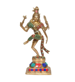 Brass Ardhanrishvara Shiva and Parvati Murti Religious Statue for Home Temple Decor Office Mandir (Height: 12 Inches)