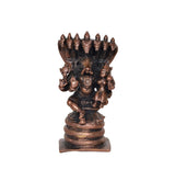 Lakshmi Varaha copper statue front view, dark blue-black figure, cobra hood