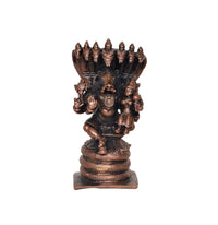 Lakshmi Varaha copper statue front view, dark blue-black figure, cobra hood