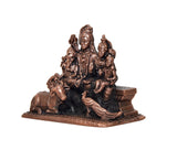 Copper Shiv Parivar murti for mandir, side view with seated deities and raised hands