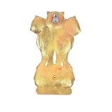 Gold metal Ashoka stambh wall decor back view with hanging slot and textured surface