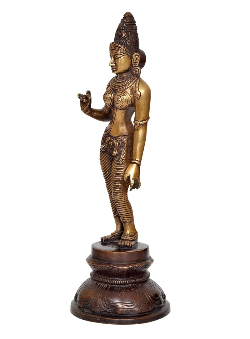 Brass Devi Uma Parvati Statue - Exquisite Hindu Goddess Parvati Devotion, Perfect for Home Temple, Spiritual Decor, and Religious Gifts (Height: 12 Inches)