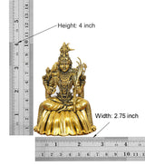 Golden brass goddess statue dimensions: height 4 in, width 2.75 in