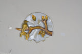 AONA iron birds wall decor: gold-tone branch and birds on round white backplate