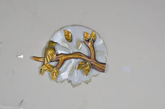 AONA iron birds wall decor: gold-tone branch and birds on round white backplate