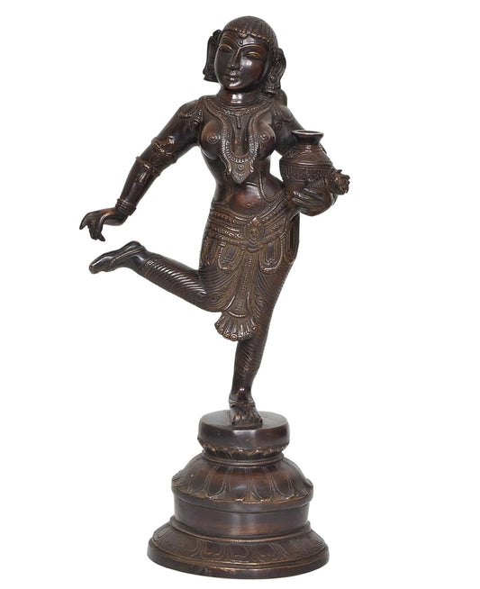 Brass Pot Lady Taking Out Thorn from Her Foot for Home Decor Office (Height :16.5 inch).