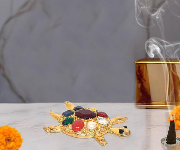 Metal Tortoise Figurine (Height: 0.5 Inch) Mandir Setting