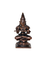 Copper Maa Annapurna statue, front view, seated meditating posture, 3.5 in tall