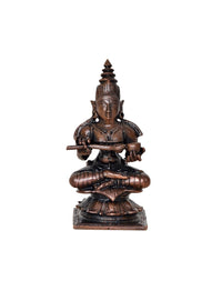 Copper Maa Annapurna statue, front view, seated meditating posture, 3.5 in tall
