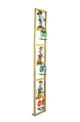 Slim iron musician doll wall hanging with gold frame and four red, green, blue figures