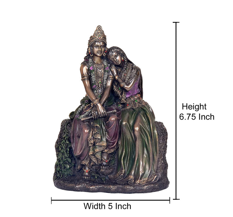 Bonded Bronze Radha Krishna | KRISHN Murti Idol Statue for Home Office Pooja Room | Height 7 Inches