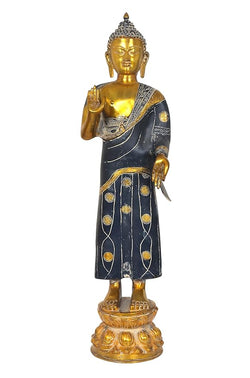 Brass Gautama Buddha in Hinduism Buddha Idol Statue Showpiece Gift Gifting Item (Height: 34 Inches)