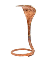 Copper naag snake shivling stand with textured scales and coiled ring base, 18 inch