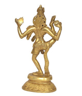 Figura de Shiva Tandava en bronce, ángulo trasero, con brazos elevados y base