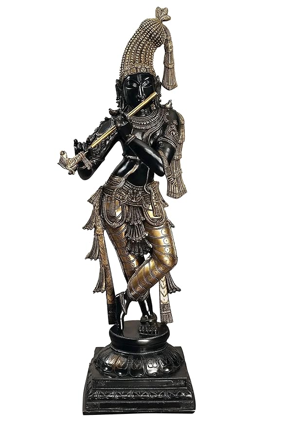 Brass Large Black Krishna Murti Idol Statue, Height : 36 inches Craft Detail