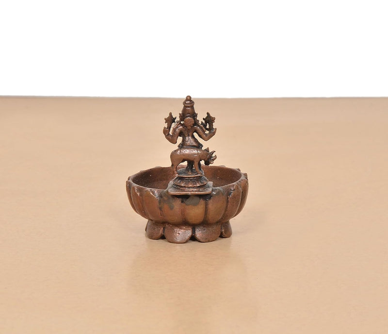 Copper Krishna Urli Bowl for Floating Flowers Showpiece (Height:3 Inch)