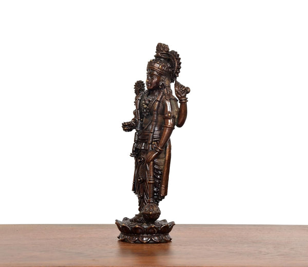 Superfine Brass Lord Vishnu Idol  (Height 5 Inch) Study Setting