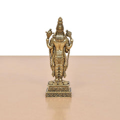 Rear view standing Balaji idol with detailed back ornaments and pedestal base
