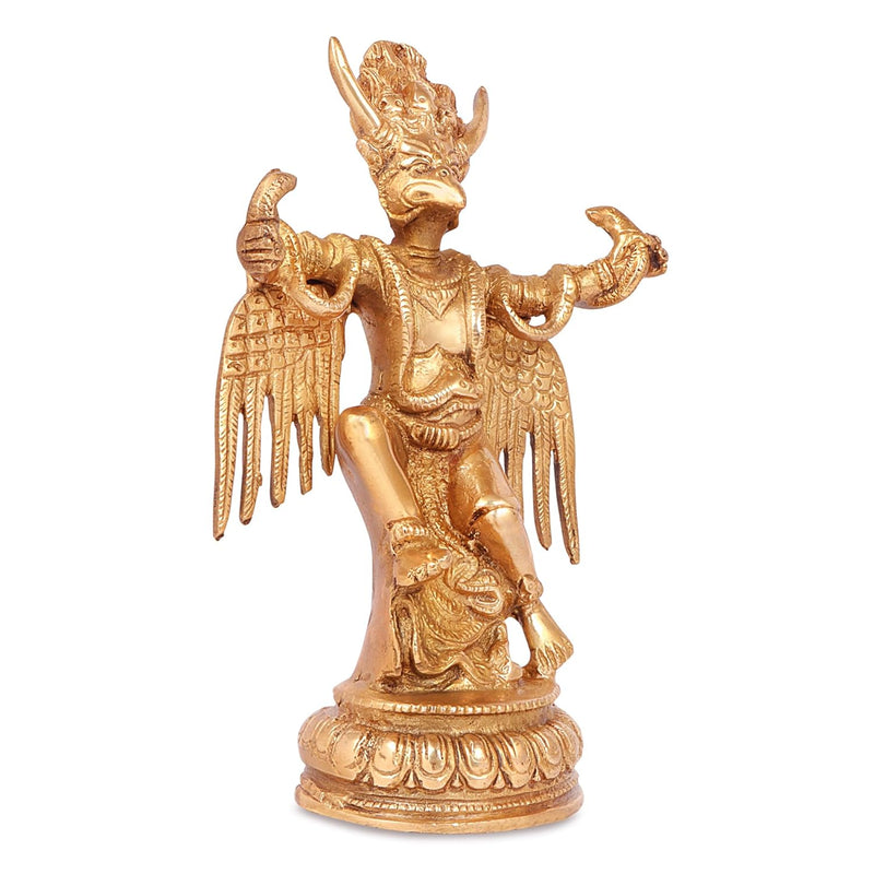 Brass Garuda Vishnu's Vehicle Eagle Murti (Height: 8 Inches)
