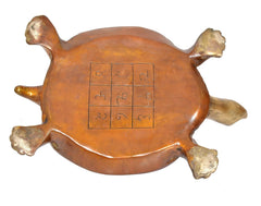Brass Ashtalakshmi Shree Yantra on Tortoise (Kachua) Figurine | Traditional Vastu Home Decor Accent (Height: 7 Inches)