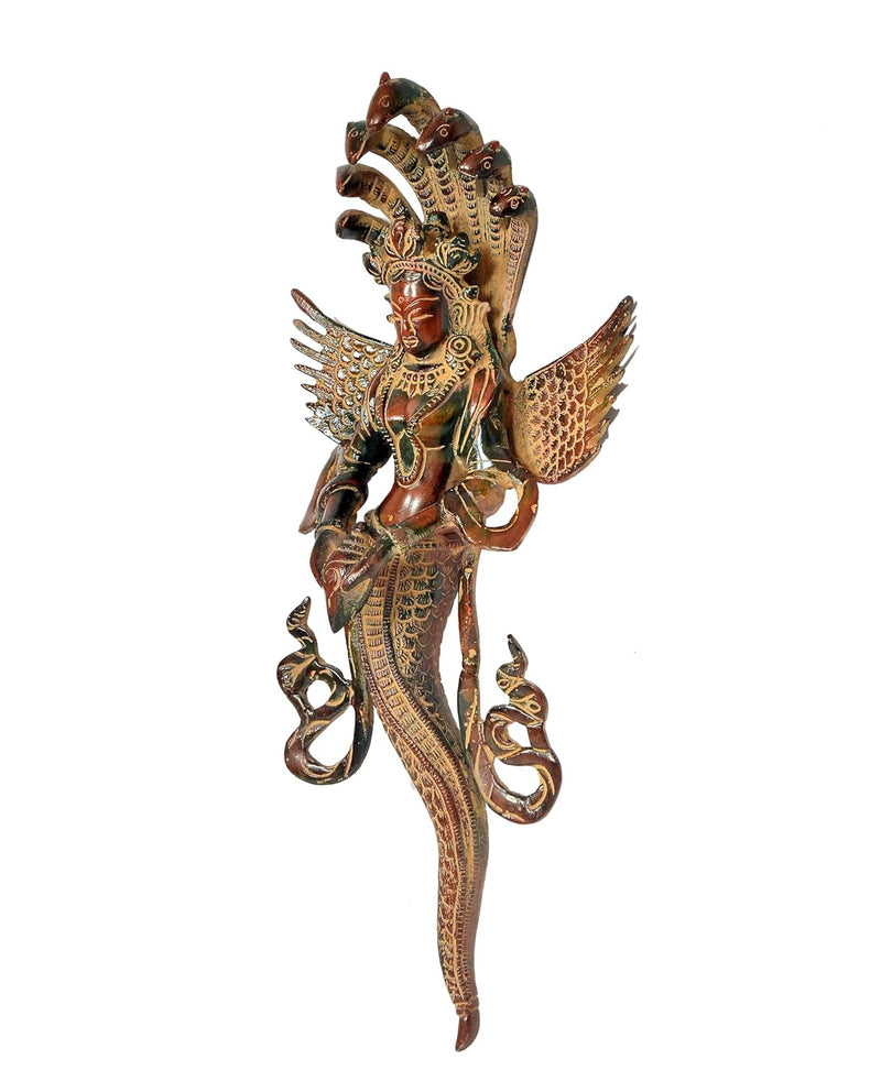 Brass Naga Kanya Statue Brass Idol Statues for Home Decor and Ofice (Height: 14 inch)