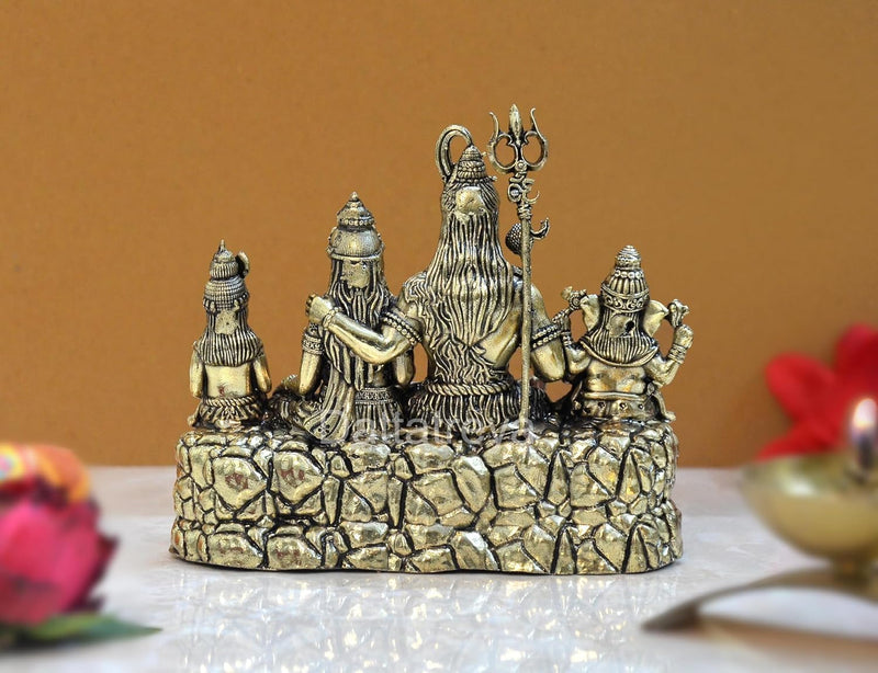 Bronze Shiv Parivar Shiva Family Idol Family for Home Decor Mandir Pooja Showpiece (Height 3.5 Inch)