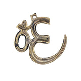 Brass OM wall hanging sculpture back view, textured gold-tone finish