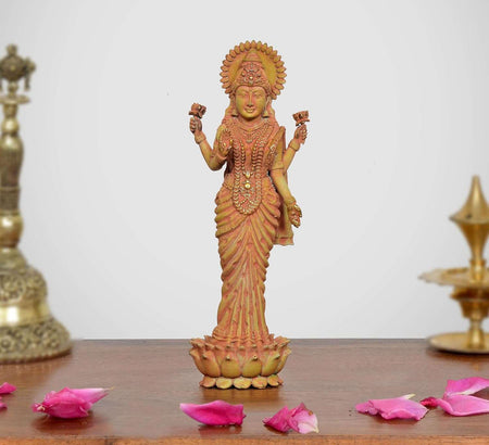 Superfine Brass Lakshmi Standing Murti (Height: 8 Inch)