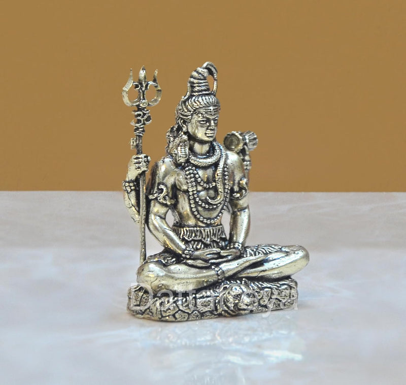 Bronze Shiva Sitting with 4 Arms (Home Decor, Mandir, Ofice, Car Dashboard) Height : 2 Inch