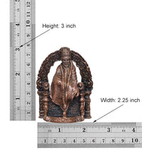 Copper Shirdi Sai Baba idol, front view, detailed arch and folded hands