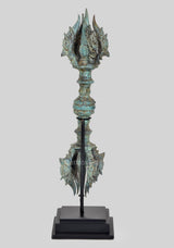 Vintage Dorje aus Bronze, acht Speichen, Fokus auf den oberen Dorje-Anteil
