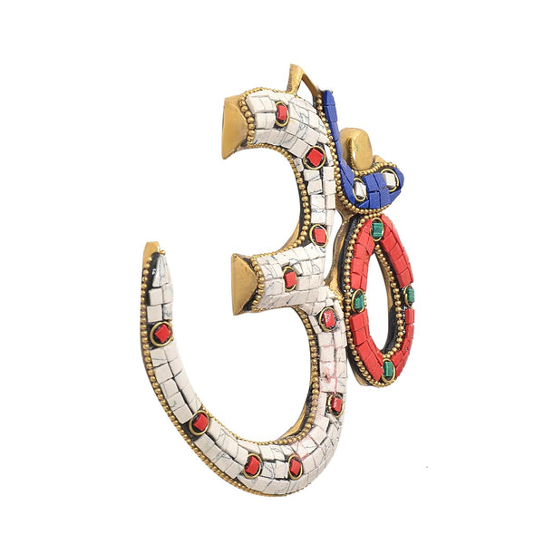 Brass OM Wall Hanging Sculpture (Height: 8 Inch) (Multicolor 1) Study Setting