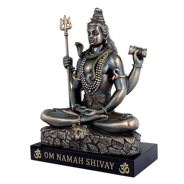 Resin Lord Shiva in Dhyana Mudra Bonded Bronze with Wooden Stand Height : 6.5