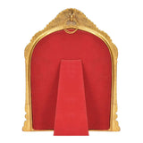 Red fabric backing with gold arched frame for Ram Darbar metal shrine