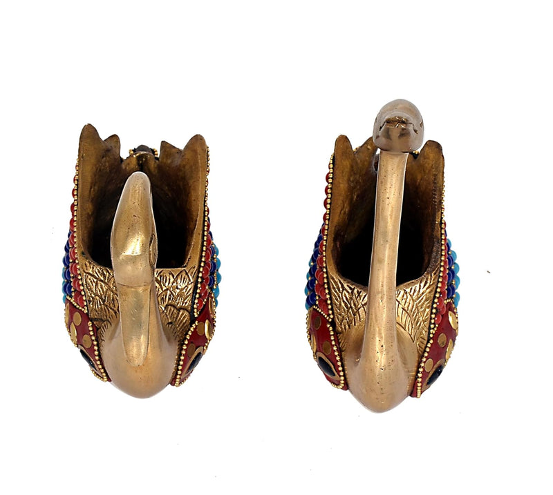 Brass Swan Pair Statue| Tissue holder | paper weight (Height: 7.5 Inches)