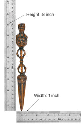 Furba phurpa dagger pendant size chart: height 8 in, width 1 in