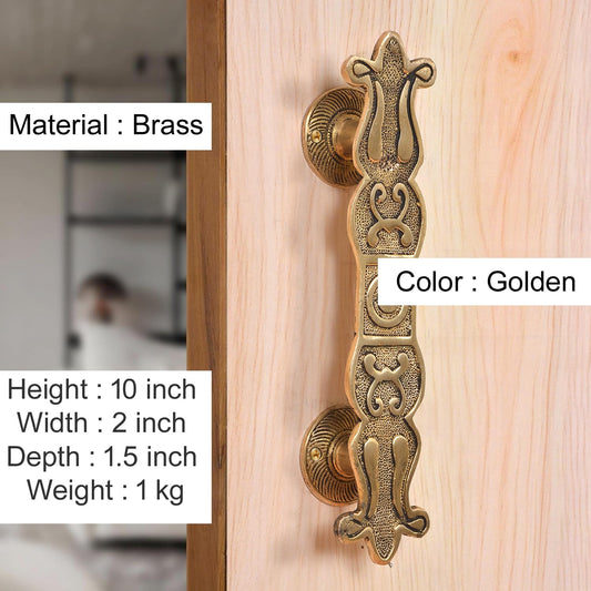 Brass Floral Main Door Pull Handle Pair (Pack of 2) (Height : 10 inch)