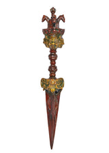 Multicolor furba dagger pendant with deity figurine top and flared base