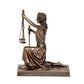 Resin Lady Justice Kneeling Holding Scale and Sword Murti Figurine Sculpture Office Home Court Height 6 Inch