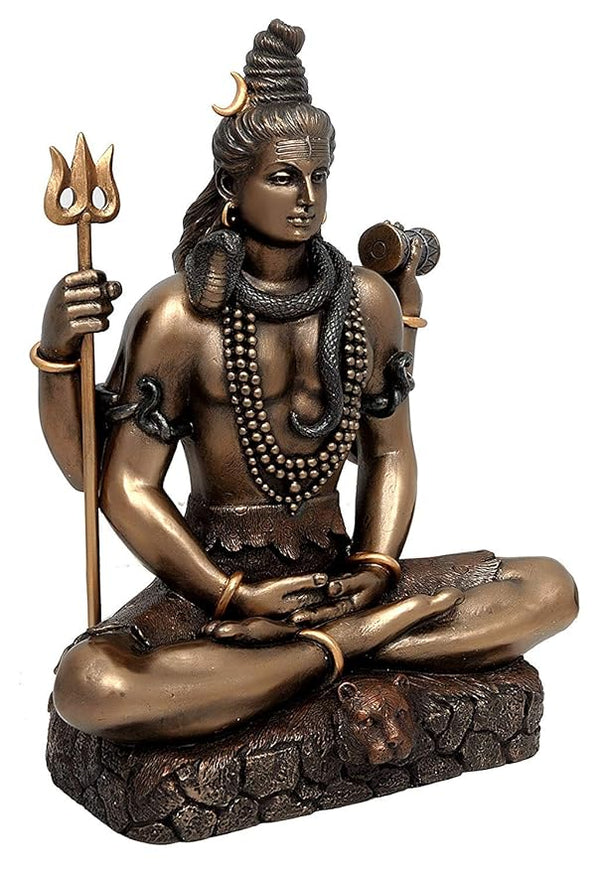 8.5 Inches Lord Shiva in Dhyana Mudra Bonded Bronze Large