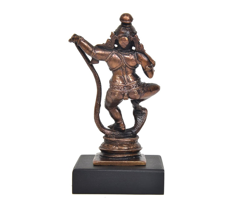 Copper Krishna Bhagwan Murti Dancing on Kaliya Naag Religious Statue (Height:4.5 Inch)