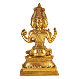 Big Brass Lord Brahma Ji Murti Statue for Temple, Puja, Home & Living Room Décor, Hindu Deity Idol, Religious Figurine, Decorative Showpiece & Gift Item (Height: 16 Inches)