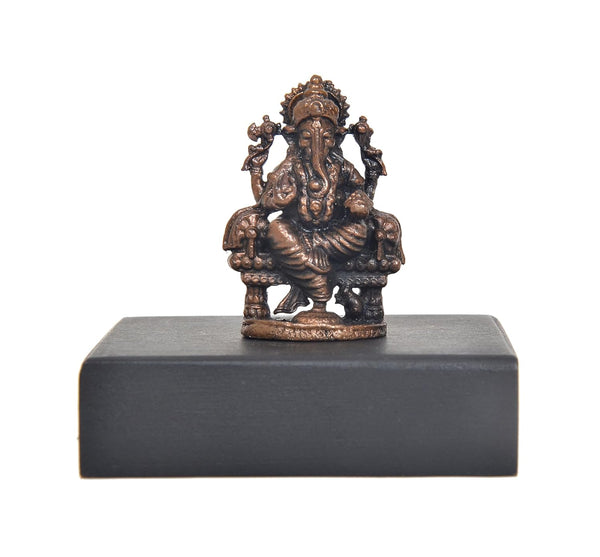 Copper Lord Ganesha Idol (Height:1.5 Inch) Study Setting