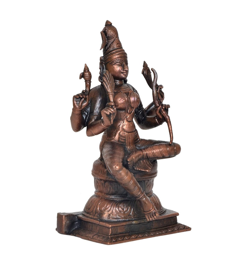 Copper Goddess Rajarajeshvari Idols, Tripura Sundari Murti, Lalita Devi, Rajarajeshwari Sculpture, Raj Rajeshvari Statue,(Height : 6.5 inch)