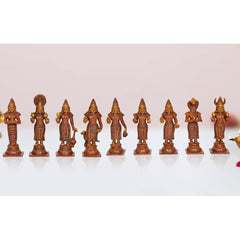 Brass Navgraha nine deity statue set of 9 standing figures for home temple decor