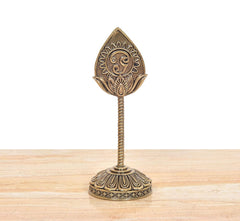 Bronze Vel standing idol with floral mandala design on the head