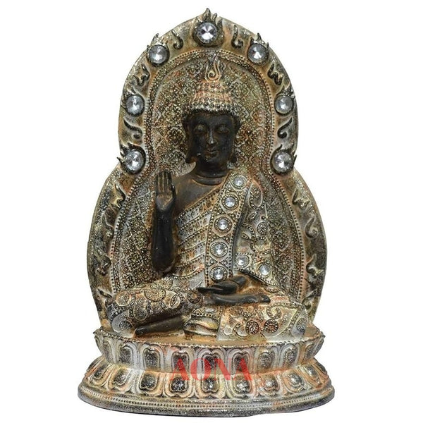 Buddha Idol Decorative Showpiece - 31 cm (Polyresin Multicolor)