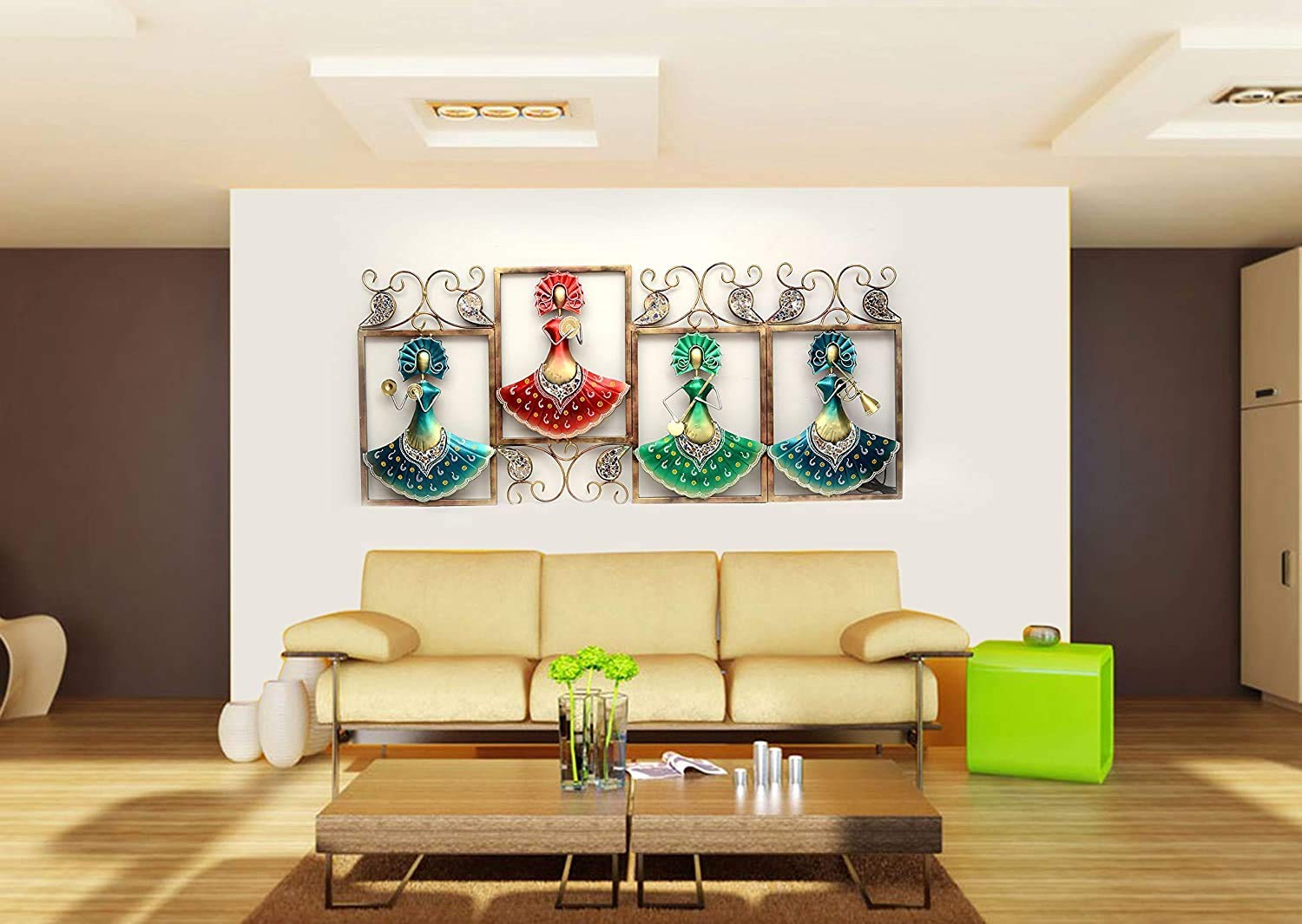 Iron Wall Frame 4 Musician Doll Playing with The Instruments (Height 23 Inch)