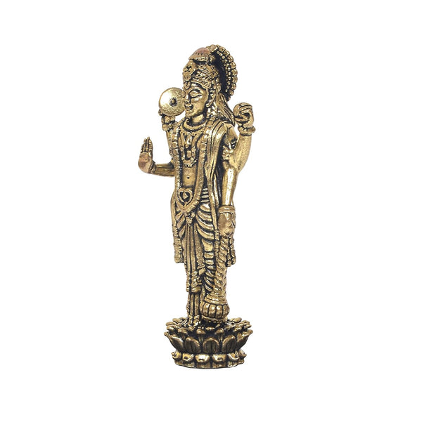 Superfine Brass Standing Lord Vishnu Idol – Divine Hindu God Statue for Home & Temple Decor (Height : 3 Inches) Study Setting
